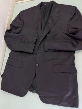 Canali Mark Shale Blazer Jacket Sport Coat 43R Black Plaid 2 Button Double Vent